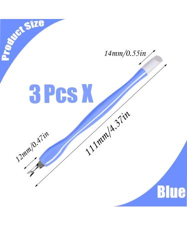 3-Piece V-Shaped Cuticle Trimmer & Pusher Set for Nail Care - Blue - Buy Online on SooperMarket.com