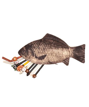 LUOEM Fish Pencil Case Funny Carp Makeup Bag Purse with Zipper