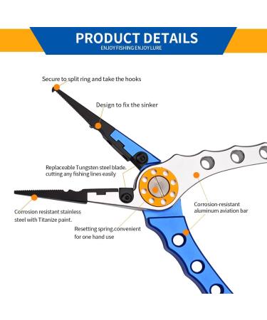 SOUFORCE Spring Bearing Fishing Pliers: Multi Functional Tool with Sheath & Anti-Lost Rope for Saltwater Fishing - Hook Remover, Line Cutter, Crimp, Split Ring Tool - Buy Online on SooperMarket.com
