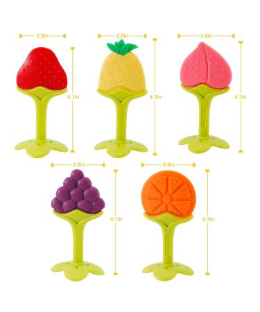 NASHRIO Baby Teething Toys Pack of 5 - BPA Free Silicone Teethers for Newborns - Natural, Organic, and Freezer Safe - Perfect Baby Shower Gift - Buy Online on SooperMarket.com