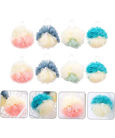 Healeved 8pcs Color Matching Bath Ball Body Scrubber Set - Natural Bath Sponges for Men and Women - Shower Poufs and Body Scrub Mitt - Buy Online on SooperMarket.com