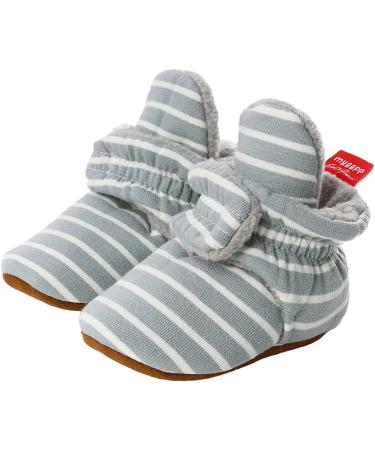 TMEOG Baby Booties Slippers - Infant Winter Boots for Boys & Girls 6-12 Months - Light Green Striped - Buy Online on SooperMarket.com