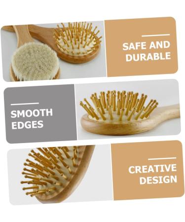 Organic Bamboo Baby Hairbrush Set for Natural Hair Care - Wooden Comb and Soft Wool Bristles for Infant Scalp and Toddler Bathing Essentials - Buy Online on SooperMarket.com