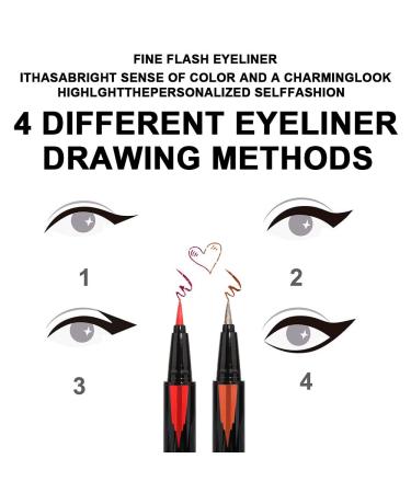 2Pcs Glitter Liquid Eyeliner Makeup Pen Set - Red & Bronze Metallic Satin Finish | Waterproof, Smudge Proof, Long Lasting | High Pigmented Sparkle Eye Liner Pen - 2 Count - Buy Online on SooperMarket.com