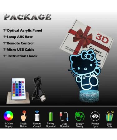 ZTZK Kitty Lamp - 3D Cute Cat Night Light with 16 Colors & Remote | Perfect Gifts for Girls Kids Christmas & Birthdays - Buy Online on SooperMarket.com