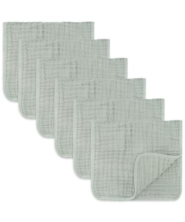 Comfy Cubs Muslin spit towels 6 set large 100% cotton hand washcloth 6 layers extra absorbent and soft (fern 6-pack) Far pack of 6