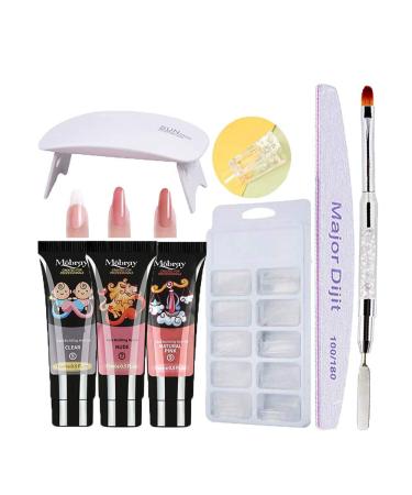 Anself nails gel kit 3 colors nail polish gel kit nail studio set for starter with 3 nail angel/UV nail lamp/nail brush/nail file/clip/100pcs nail tip Form #4