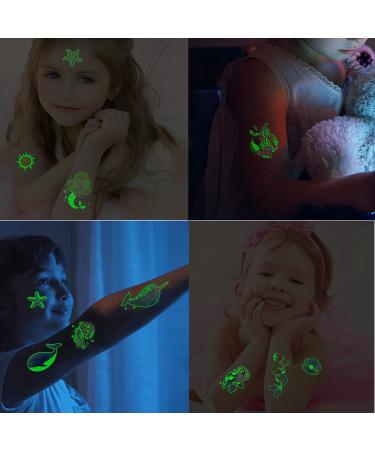 Tazimi Luminous Mermaid Temporary Tattoos for Kids - Glow Stickers Party Favor - 12 Sheets for Girls - Buy Online on SooperMarket.com
