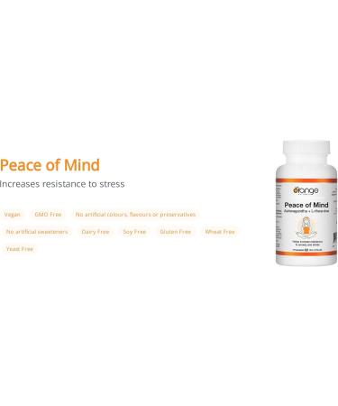 Orange Naturals - Peace of Mind - Ashwagandha and L-theanine 60 Caps - Ashwagandha KSM 66 L-Theanine - Stress and Anxiety Supplement - KSM 66 Ashwagandha Capsules 300mg and L Theanine 100mg - Buy Online on SooperMarket.com
