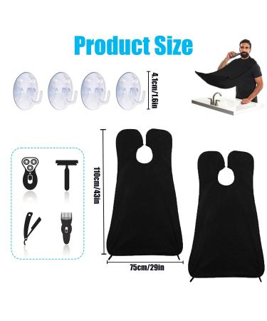 Jootuepo Beard Bibs for Men - 2 Pack Waterproof Trimming Catcher with 4 Suction Cups Non-Stick Care Cloth - Perfect Gifts for Men (Black) - Buy Online on SooperMarket.com
