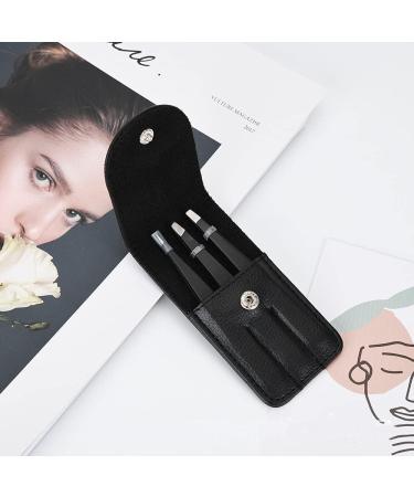 3pcs Stainless Steel Precision Eyebrow Tweezers Set with Storage Bag - Perfect for Plucking, Ingrown Hair and Facial Hair Removal - Buy Online on SooperMarket.com