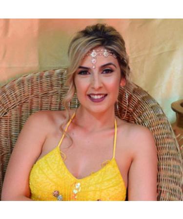 Yalice Indian Flower Head Chain Jewelry - Gold Crystal Headband for Women and Girls - Buy Online on SooperMarket.com