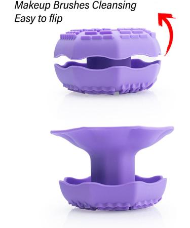 BORDSTRACT 2PCS Makeup Brush Cleaning Folding Bowl Beauty Tool Cleaning Washing Bowl Cute Shaped Soft Silicone Cosmetic Brushes Washing Tool Blue Purple - Buy Online on SooperMarket.com