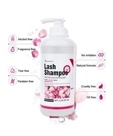 Lunamoon Eyelash Shampoo 1L | Gentle Foam Cleanser for Eyelash Extensions | Makeup Remover & Eyelid Care | Rose Scented Eyelash Foam - Buy Online on SooperMarket.com