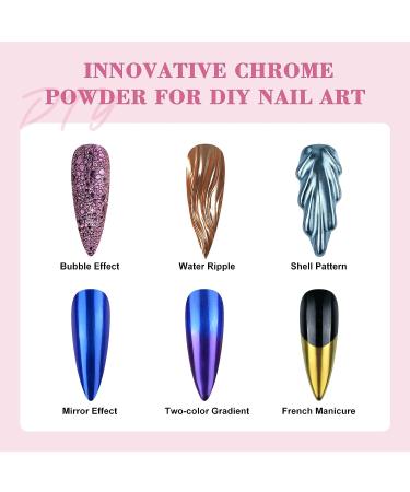 Saviland Mermaid Chrome Nail Powder Set - 12PCS White Pearl & Aurora Metallic Gold Powder for Gel Nails - Pearlescent Glitter Pigment for Nail Decoration - Buy Online on SooperMarket.com