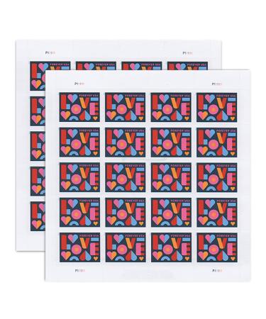 Love Stamps 2 Sheets of 20 US Postal First Class Valentine Wedding Celebration Anniversary Romance Party (40 Stamps)