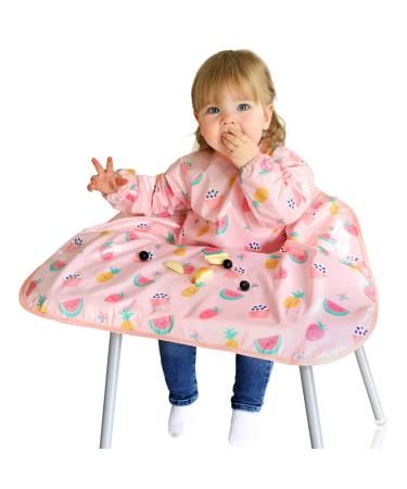 Bibetta Wipeezee Premium Baby Weaning Bibs With Sleeves For 6 month+ Waterproof Coverall Bibs for Baby Toddler Boy Girl | UK Design Eco Friendly & Durable Wipeable Bib for Highchair Baby Feeding Pink - Yummy Treats