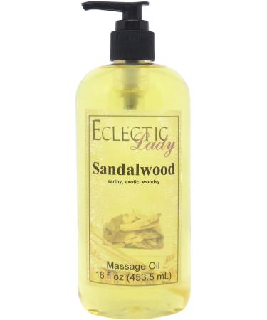 Sandalwood Massage Oil 16 oz With Sweet Almond Oil and Jojoba Oil Preservative Free Perfect for Aromatherapy and Relaxation 16 Ounce