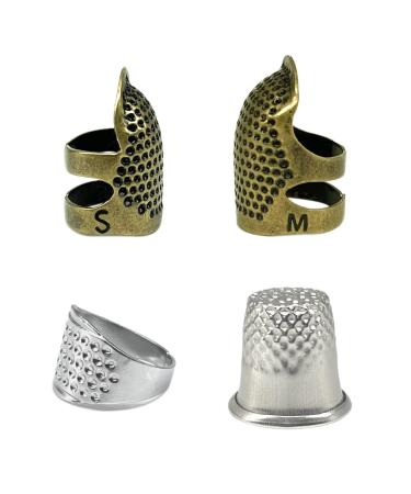 4 Pcs Sewing Thimble  Metal Thimbles for Hand Sewing  Adjustable Finger Protectors for Needlework  Hand Embroidery Craft