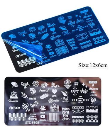 Mwoot 6Pcs Nail Art Stamping Plate Set - Starry Sky, Unicorn, Cat, Love, Leaves, Lace Theme - Buy Online on SooperMarket.com