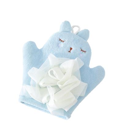 TROONZ Bath Scrubber for Kids Bath Scrubber Body Wash Towel - Gentle Body Wash Sponge Kid Body Wash Sponge Children's Bath Towel Sponge Gentle Children's Body Wash Sponge Blue