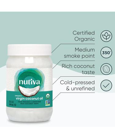Nutiva Organic Cold-Pressed Virgin Coconut Oil 15 Fl Oz - USDA Organic, Non-GMO, Vegan, Keto & Whole30 Approved - Buy Online on SooperMarket.com