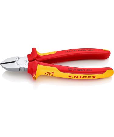 Knipex Diagonal Cutter chrome-plated insulated with multi-component grips VDE-tested 180 mm (self-service card/blister) 70 06 180 SB Multi-component Grips Yellow/Red 1000 V 180 mm chrome-plated on self-service card