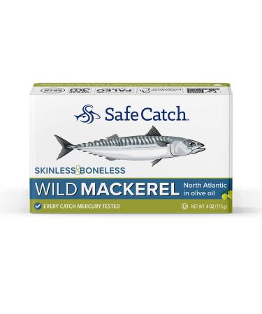 Safe Catch Canned Mackerel in Olive Oil - Mercury Tested Wild Caught North Atlantic Fillets - 4oz Cans (Pack of 6) - Buy Online on SooperMarket.com