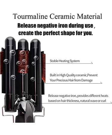 3 Barrel Curling Iron 25mm Hair Curler Hair Waver Wand Adjustable Temperature with 2 Temperature Control for Long or Short Hair Styling Curling Iron Large Wave Ceramic Wide Hair Crimpers Black - Buy Online on SooperMarket.com