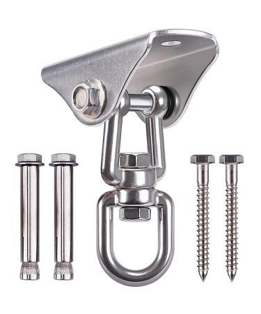 SELEWARE Innovative 1000 lb Capacity Permanent Antirust SUS304 360 Rotate Swing Hanger Suspension Hooks with Bolt for Concrete Wooden Sets Playground Porch Indoor Outdoor Seat, Gym 1 Pack with scews for wood & concrete