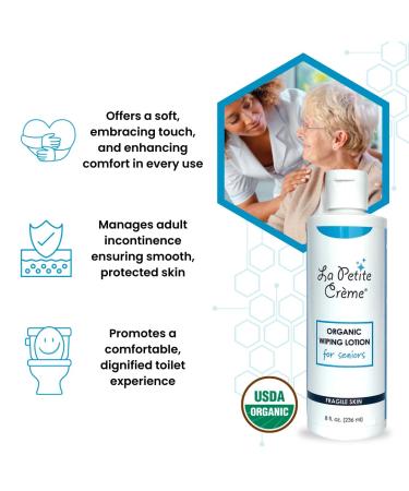 La Petite French Premium Liniment Wiping Lotion for Seniors - USDA Organic Incontinence Moisturizer & Skin Cleanser (8 oz) - Eco-Friendly Alternative to Wet Wipes - Buy Online on SooperMarket.com