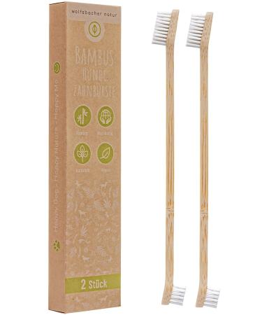 Bamboo toothbrush for dogs and cats (2 pieces) - clean teeth and clean environment 100% BPA -free - removed deposits tartar and bad breath - dental care for dogs and cats 2 Pack