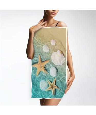 Wamika Beach Summer Hand Towels - Seashells Starfish Design for Bath & Kitchen Decor - Soft Thin Guest Towel - 16 X 30 in - Buy Online on SooperMarket.com