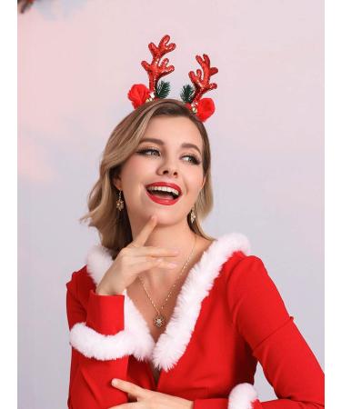 Unicra Christmas Headband Elk Deer Antlers Headband Animal Horns Headwear Hair Piece Halloween Hair Accessories for Christmas Red - Buy Online on SooperMarket.com