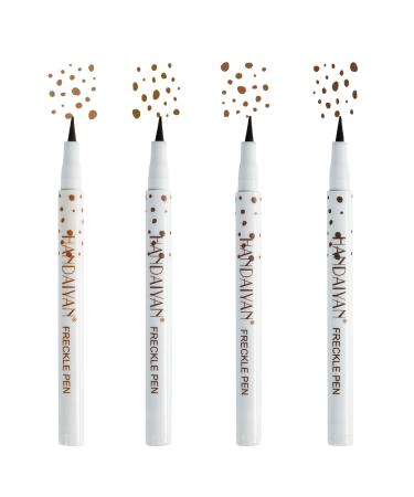 SUMEITANG 4 Colors Freckle Pen Face Freckle Makeup Pen Natural Lifelike Faux Freckle Makeup Pen Magic Freckle Color Waterproof Long Lasting Quick Dry Create Natural Sunkissed Skin(4Pack) 4 Colors Kit