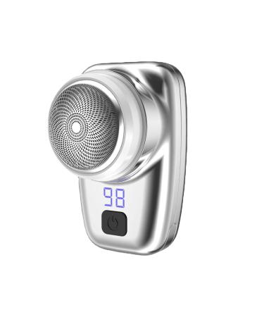 Rehomy Portable Electric Shaver Electric Razor for Men Mini- Shave Pocket Portable Shavers USB Rechargeable Waterproof Shaver Wet and Dry Use Suitable for Home Car Travel Gift for Father Husband Silver