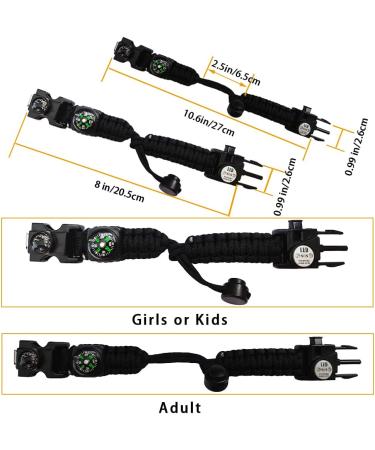 Daarcin 20-in-1 Survival Paracord Bracelet with Fire Starter, Compass, Whistle - Waterproof SOS Light, Adjustable - Ultimate Tactical Gear Set for Outdoor Adventures - 2pcs Black Upgraded - Gift for Kids & Men - Buy Online on SooperMarket.com
