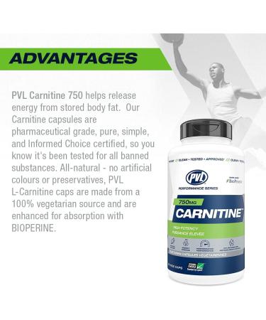PVL Carnitine 750 L-Carnitine Amino Acid Weight-Loss and Stimulant-Free Fat Burner Workout Supplement Metabolism Booster Enhance Energy 750 mg 90 Vege Caps - Buy Online on SooperMarket.com