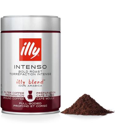 illy Coffee Intenso Filter Coffee Dark Roast Made From 100% Arabica 250g Intenso Dark Roast Cafetiere Grind