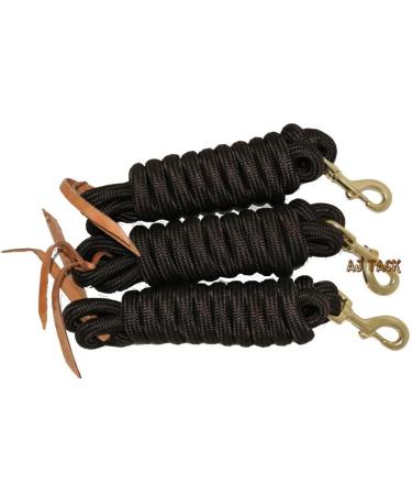 Set of 3 Green 9-Foot Nylon Lead Ropes with Leather Popper - Buy Online on SooperMarket.com