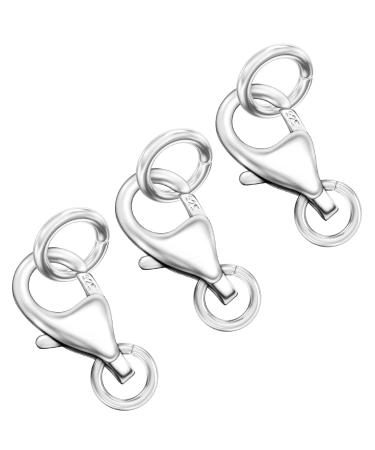 925 Sterling Silver Lobster Claw Clasp with Closed Jump Rings,Necklace Clasps and Closures Suitable for Jewelry Making Necklaces Bracelet Made in Italy 3PCS Silver 0.32IN / 8MM (Very Small)