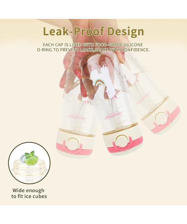 Owsdon Kids Water Bottle 16oz - Spill Proof Soft Straw Bottle for Boys Girls - Easy Carry Handle - Alpaca Pink Design - Buy Online on SooperMarket.com