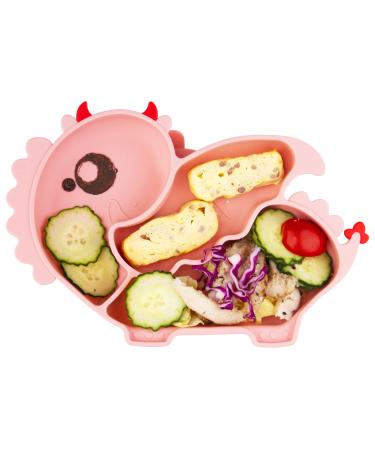 Silicone Suction Plate for Toddlers - Self Feeding Training Divided Plate Dish and Bowl for Baby and Toddler Fits for Most Highchairs Trays Wyvern-rose