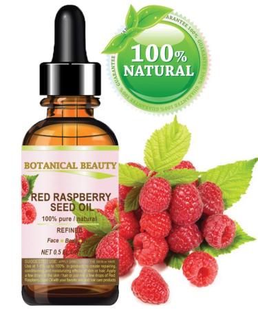 Red Raspberry Seed Oil 0.5 fl.oz - 100% Pure & Natural Cold Pressed Carrier Oil for Skin, Hair, Lips, Nails - High in Antioxidants, Vitamin A & E, Omega 3, 6, 9 - Buy Online on SooperMarket.com