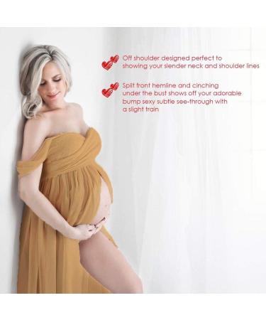 FEOYA Maxi Maternity Dress - Chiffon Lace Strapless Gown for Pregnant Women - Yellow - Buy Online on SooperMarket.com
