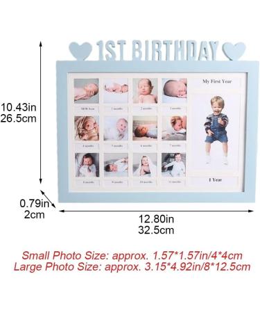 First Year Photo Moment Frames Diy 0-12 Month Picture Display Plastic Collage Frame Memory Gift Blue - Buy Online on SooperMarket.com