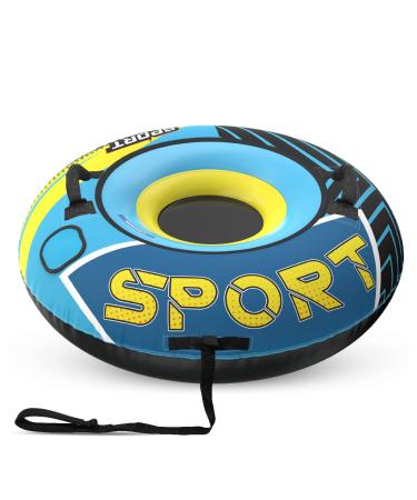 Heavy Duty Snow Tube with Premium Canvas Cover for Kids and Adults - Commercial Grade Sled Thickened Bottom Sledding 47 inch 1-Pack