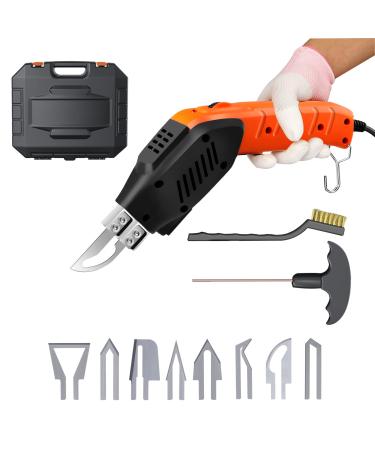 RONGTER Electric Hot Knife Air-cooled Rope Fabric Foam Cutter with 8 Blades Hot Knife  Foam Cutter Cutting Tool for Cloth Ropes Belts Net Tube Foam Board Kt Board Leather Canvas