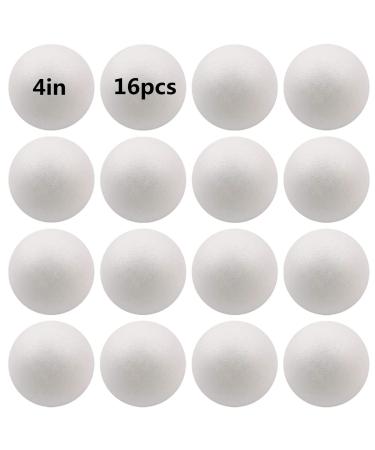4 inch 16pack Craft Foam Ball White Polystyrene Smooth Round Ball for Arts and Crafts Supplies School Project Weddings Christmas Home Decoration and Various Gathering