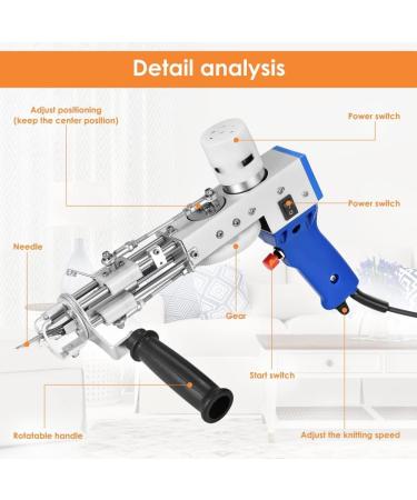 TOPQSC Tufting Gun 2 in 1 Cut Pile Loop Pile - Blue | Rug Making Machine Kit for Weaving Flocking Rug - Buy Online on SooperMarket.com